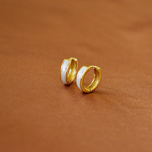 Sterling Silver 18K Gold Vermeil Mother of Pearl Hoops