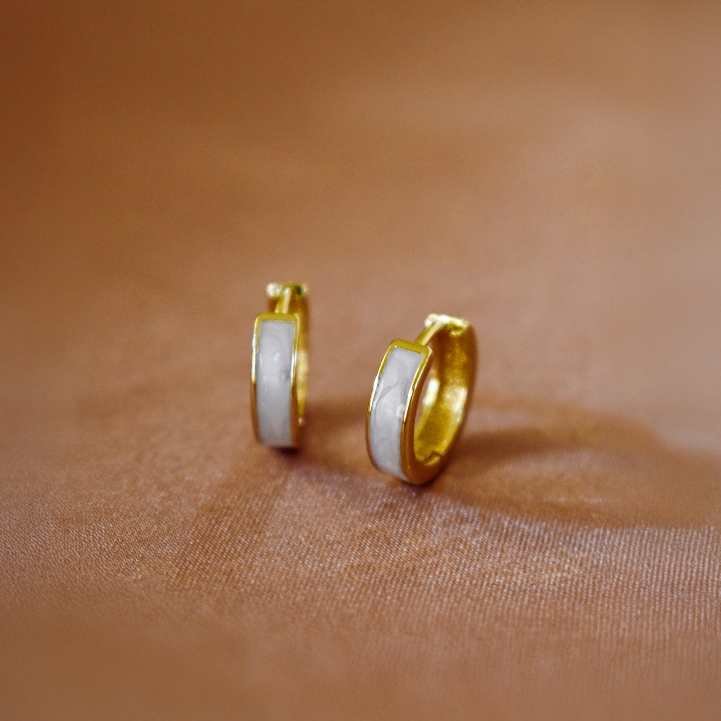 Sterling Silver 18K Gold Vermeil Mother of Pearl Hoops