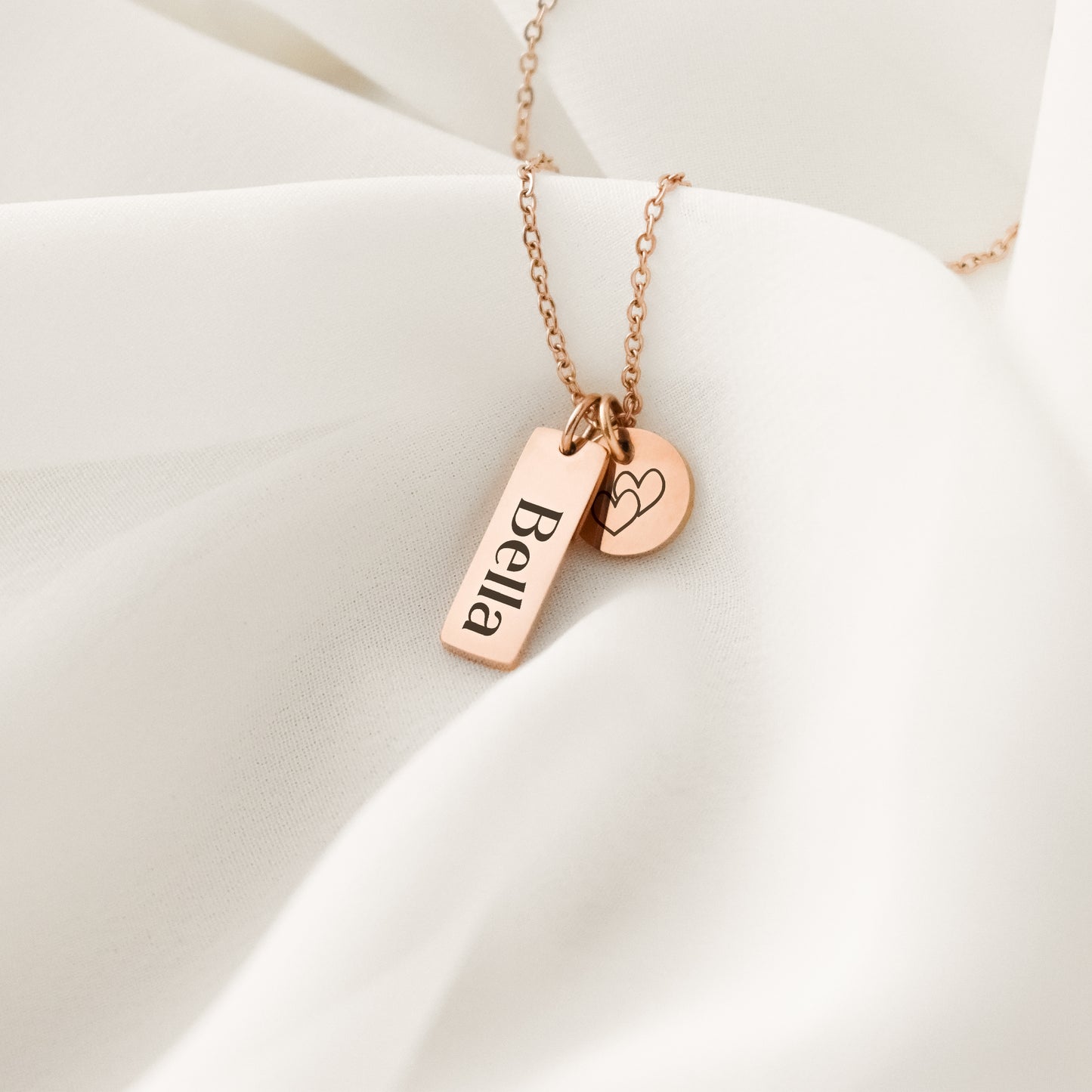 Dainty Custom Text Tag Necklace + Disc Charm
