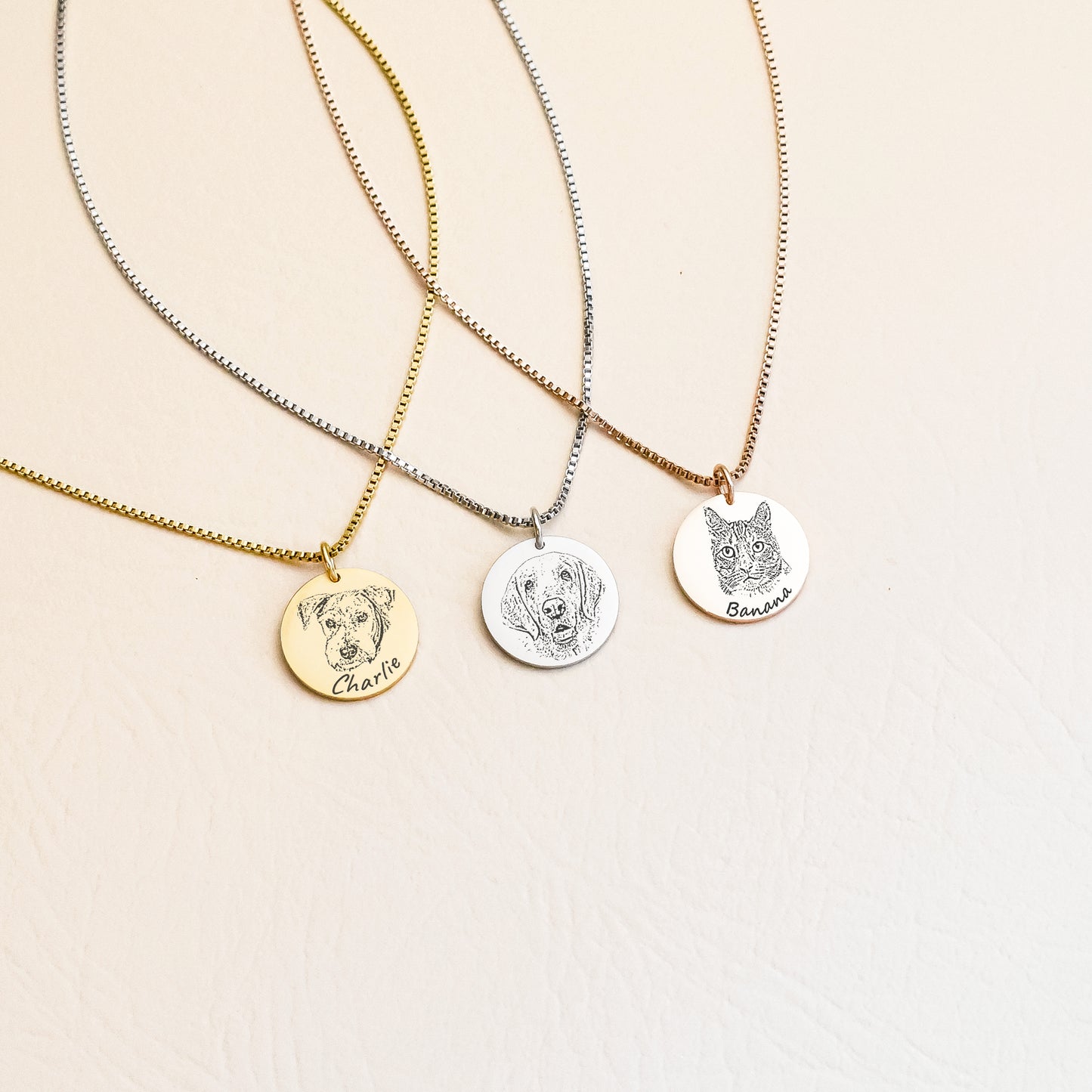 Pet Portrait Charm Necklace Box Chain