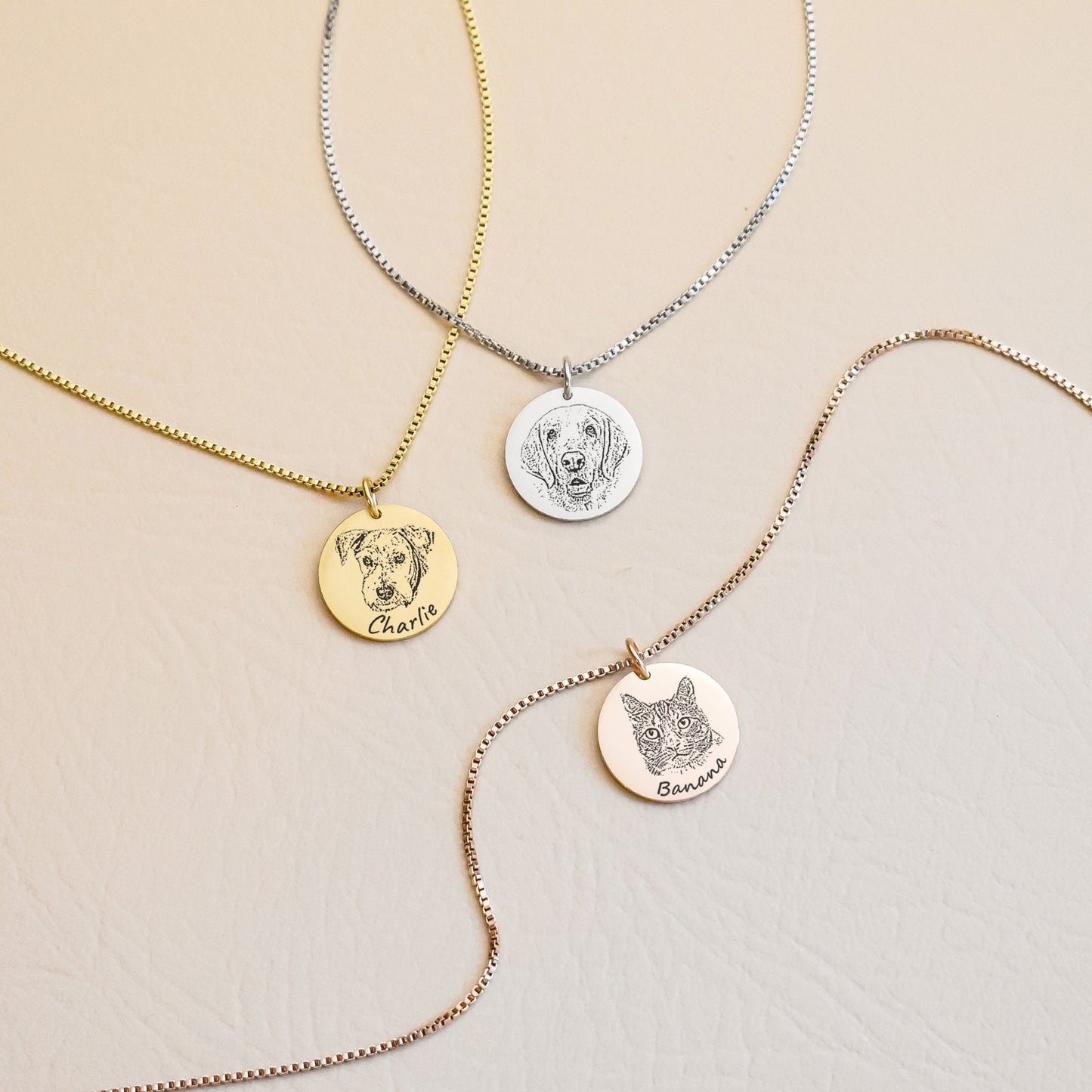 Pet Portrait Charm Necklace Box Chain