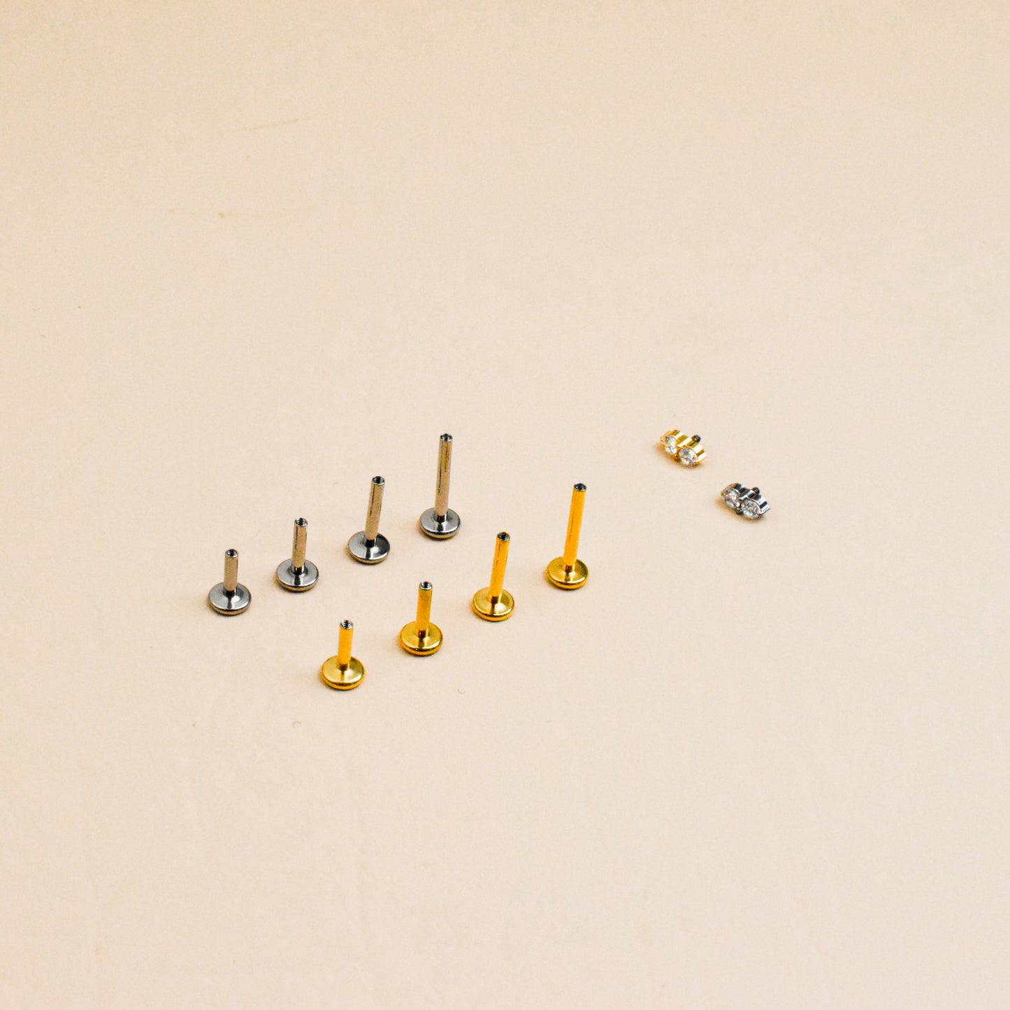 Double Stud CZ Internally Threaded Titanium Flat Back