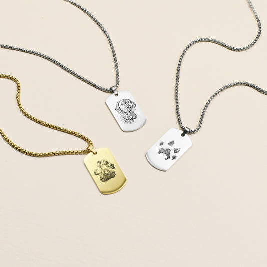Pet Portrait Men Dog Tag