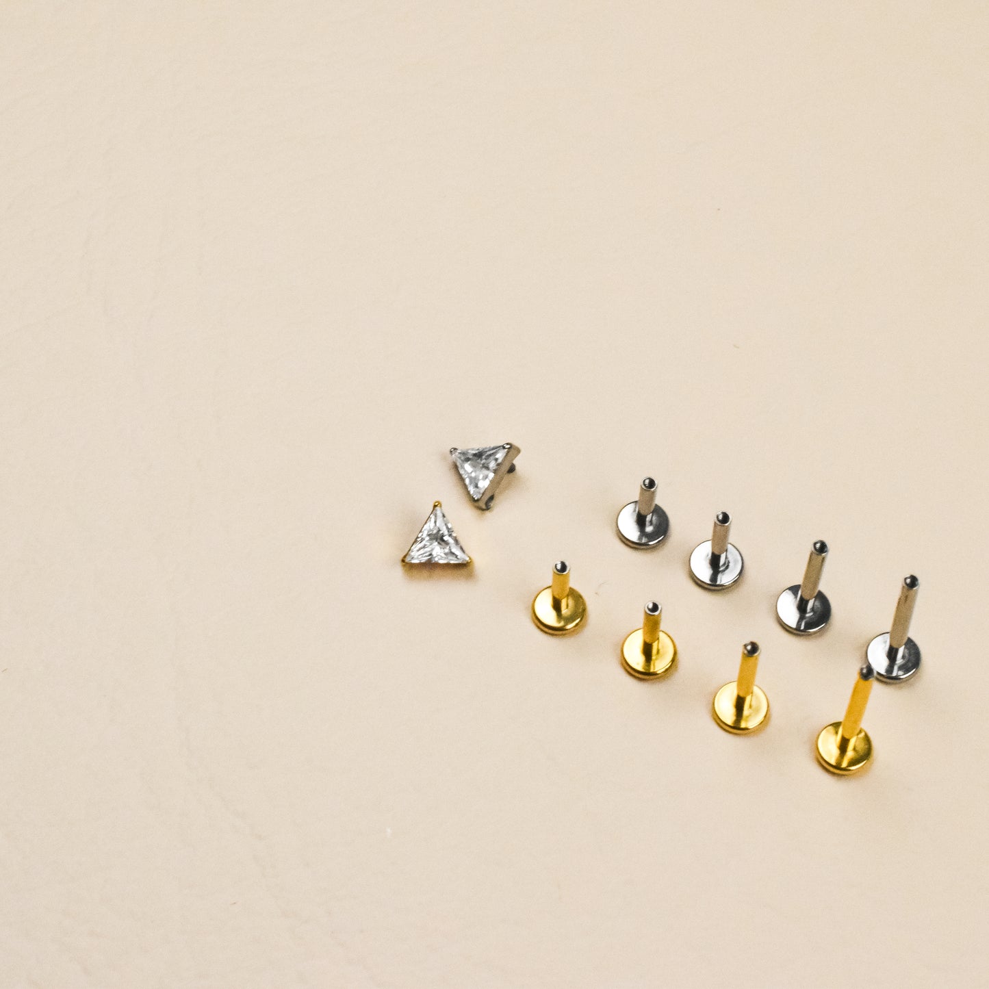 Tiny Triangle CZ Internally Threaded Titanium Flat Back