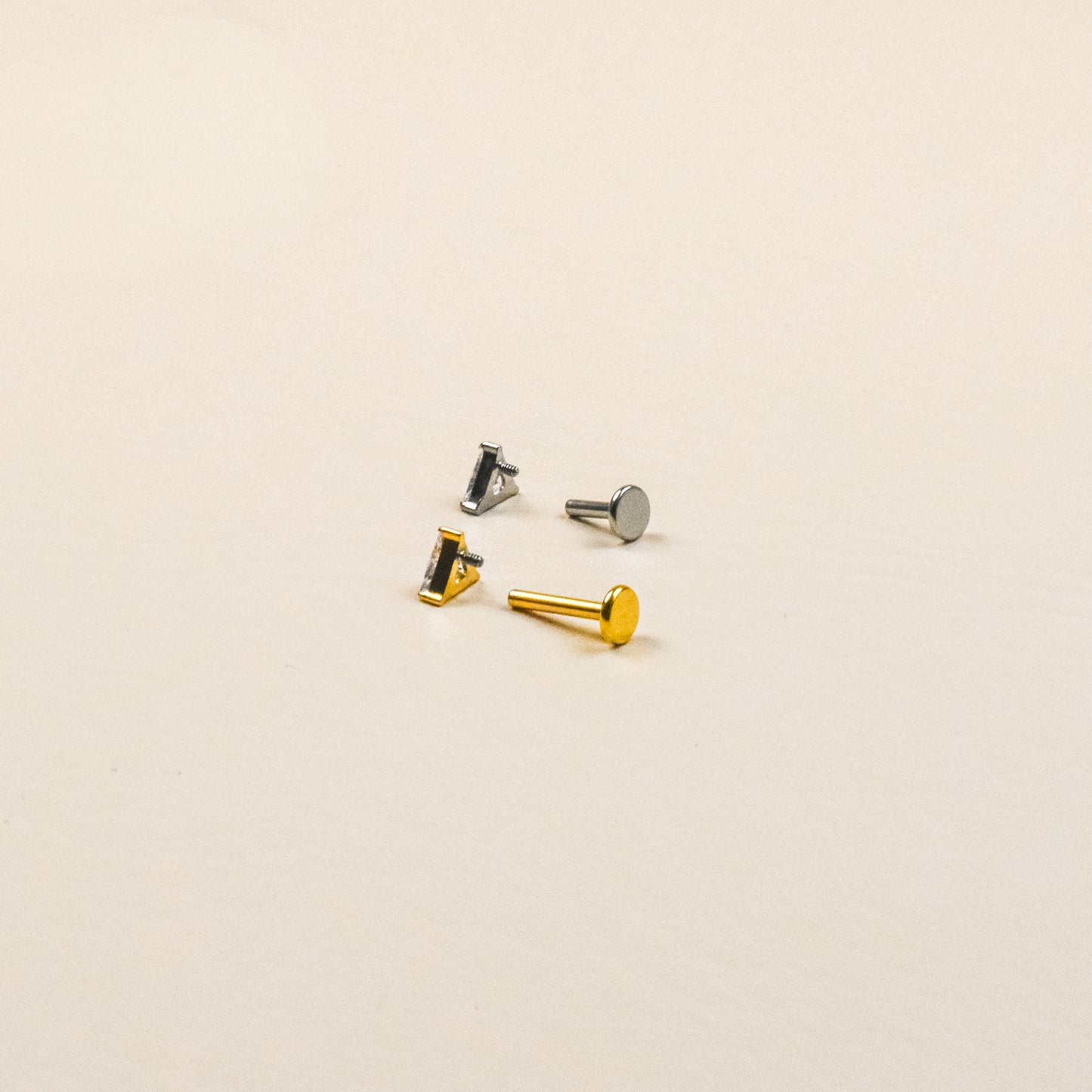 Tiny Triangle CZ Internally Threaded Titanium Flat Back