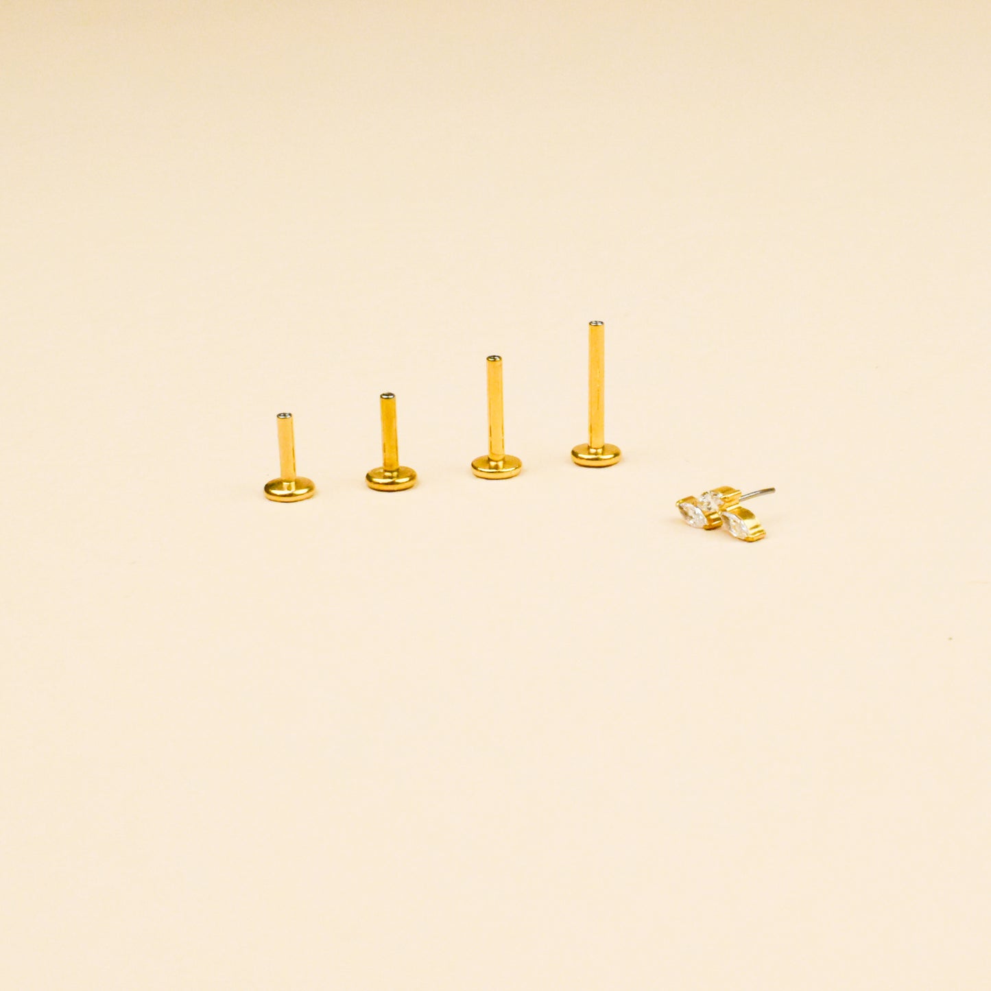 Tri-Leaf CZ Titanium Flatback Stud