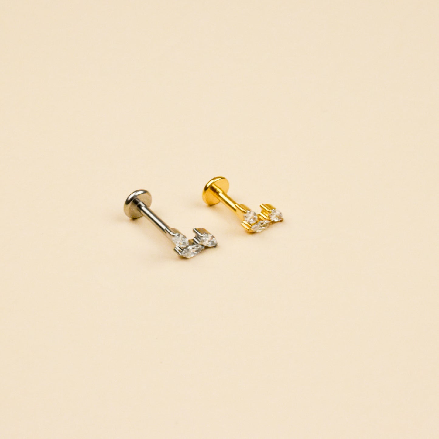 Tri-Leaf CZ Titanium Flatback Stud