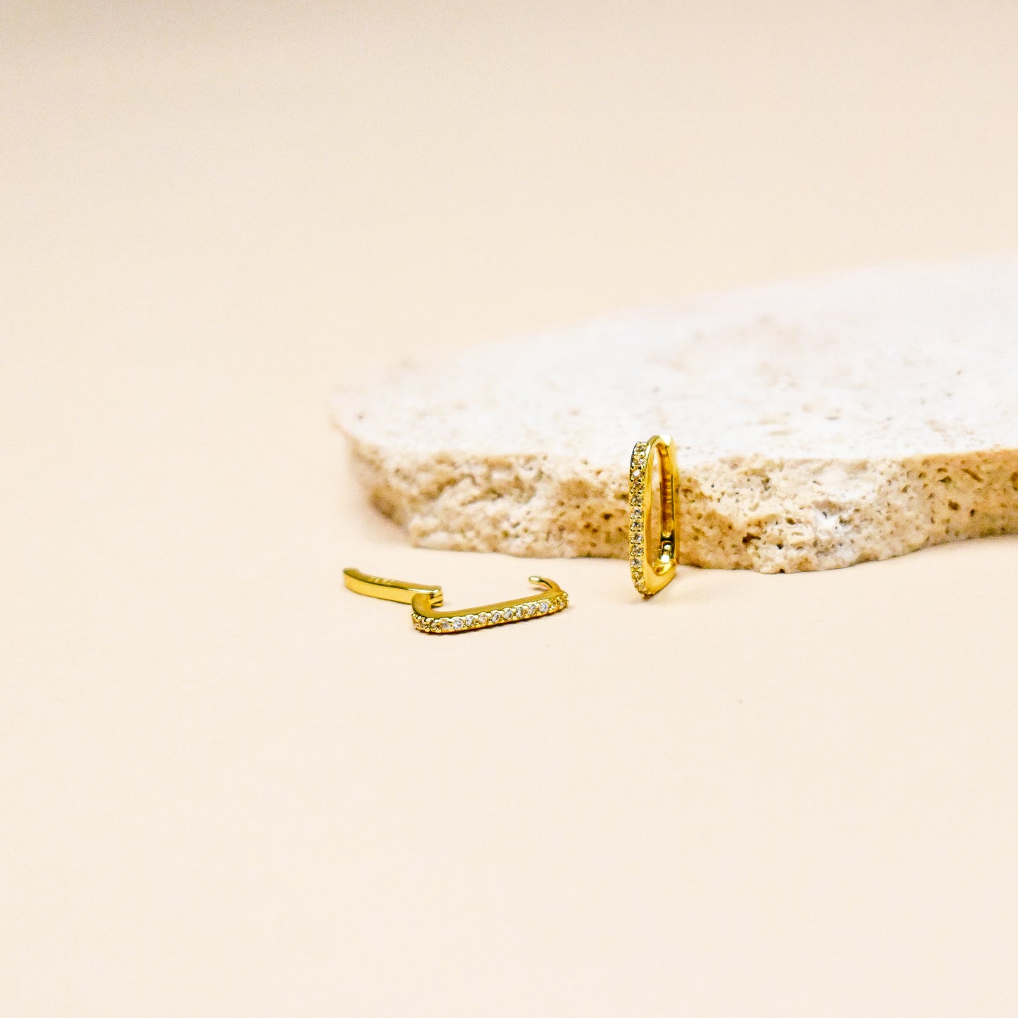 Rectangle Pave Hoop Earrings