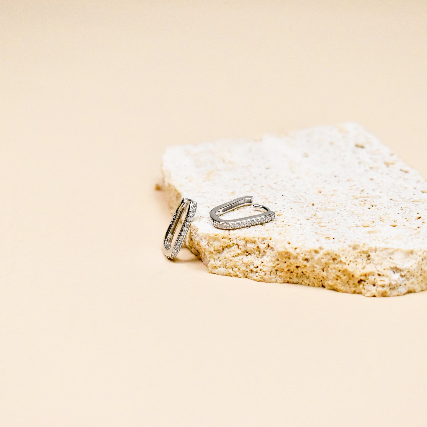 Rectangle Pave Hoop Earrings