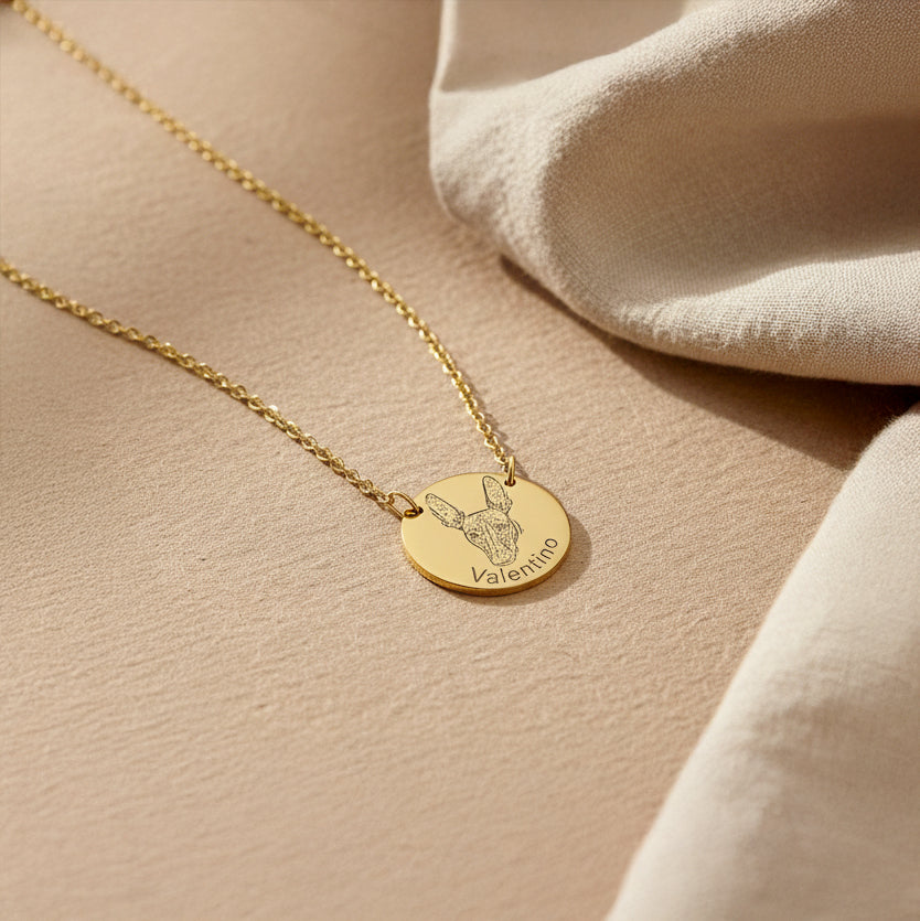 Pet Portrait With Name Necklace