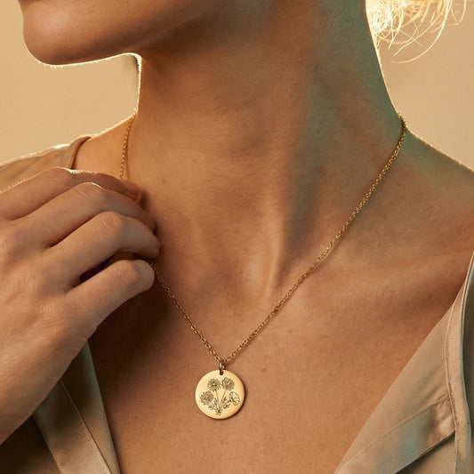 Personalized Birth Month Flower Bouquet Necklace