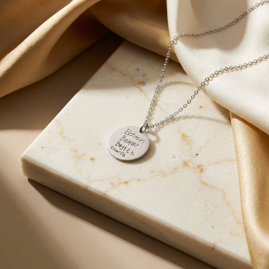 Custom Handwriting Disc Necklace