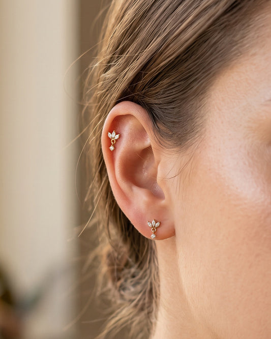 The Lotus Marquise Dangle Stud