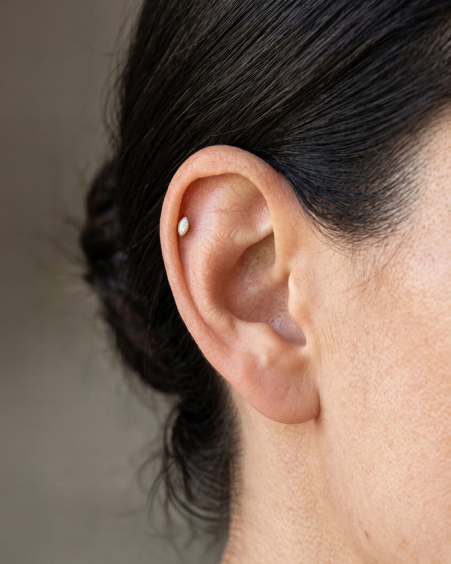 Marquise White Opal Stud