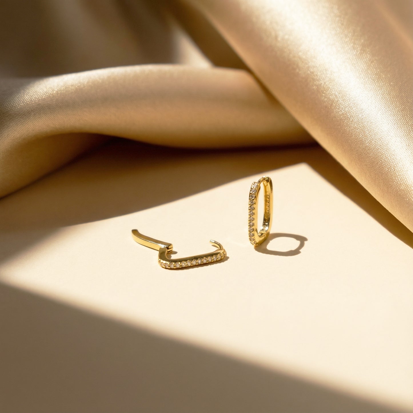 Rectangle Pave Hoop Earrings