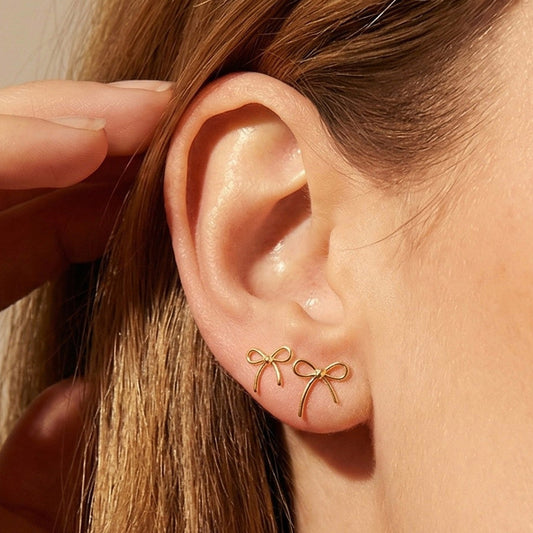 Cute Bow Internally Threaded Flat Back