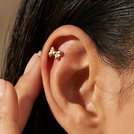 Ribbon Bow Threadless Flat Back Stud