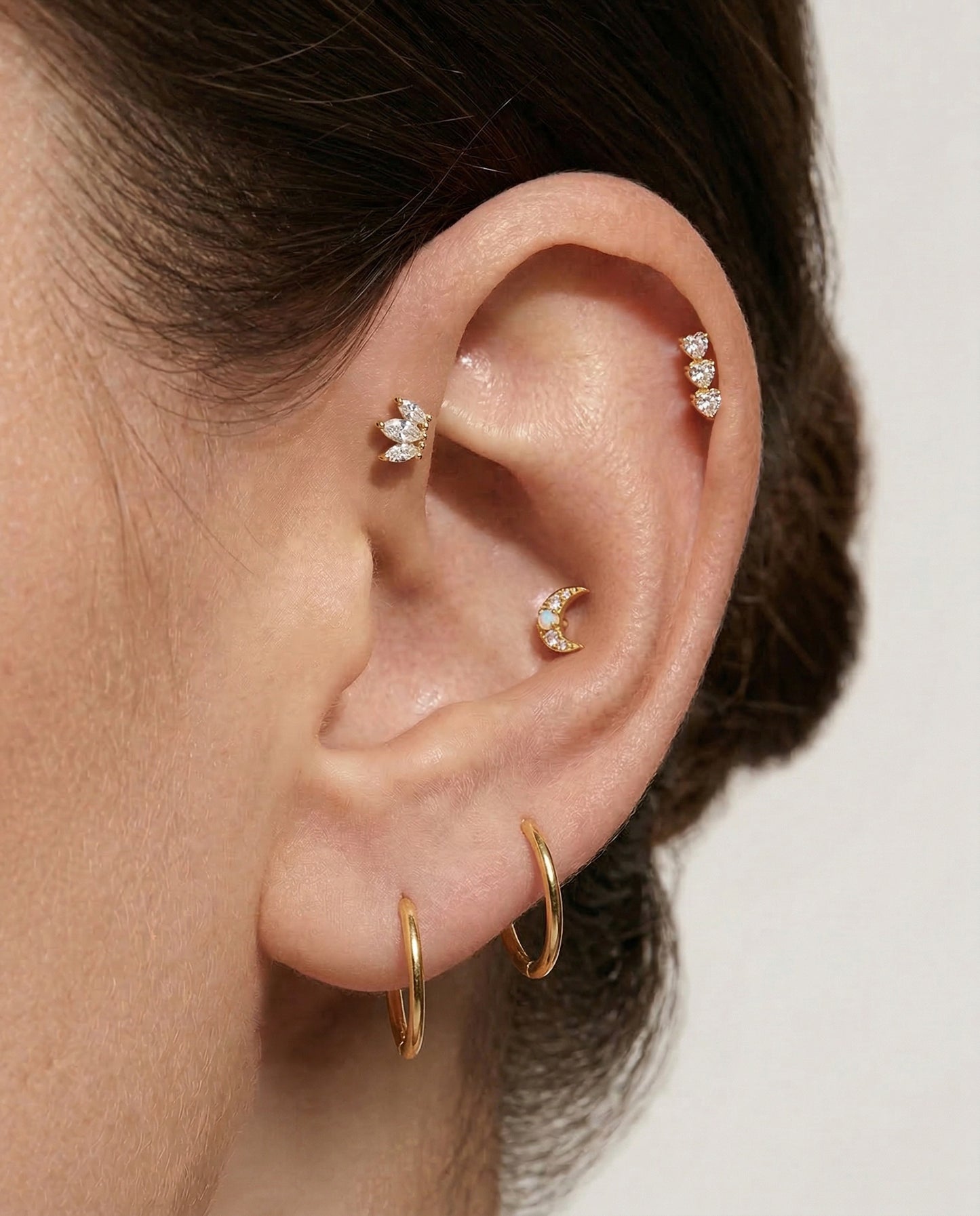 Celestial Opal Crescent Moon Threadless Flat Back