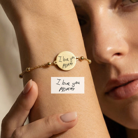 Custom Handwriting Disc Ball Chain Bracelet