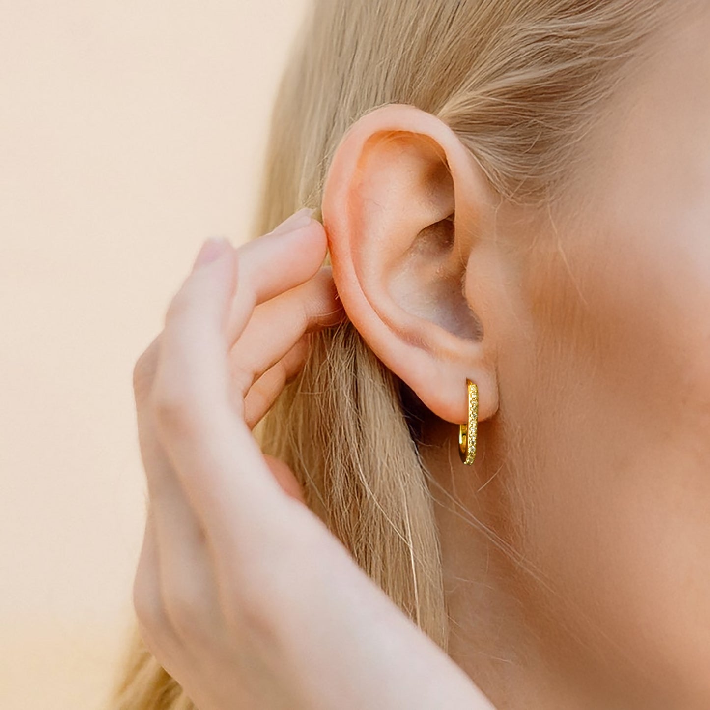 Rectangle Pave Hoop Earrings
