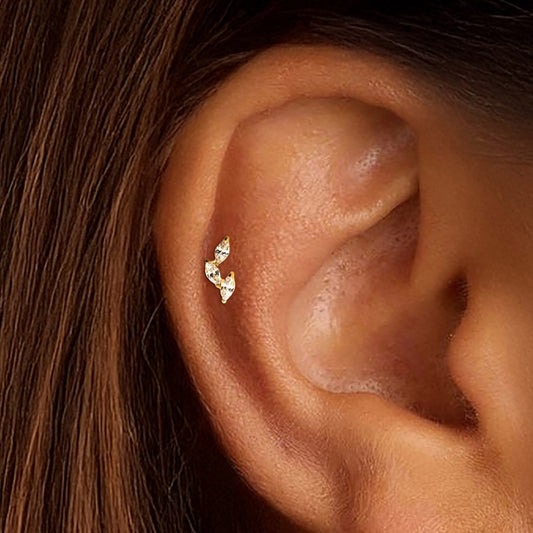 Tri-Leaf CZ Titanium Flatback Stud