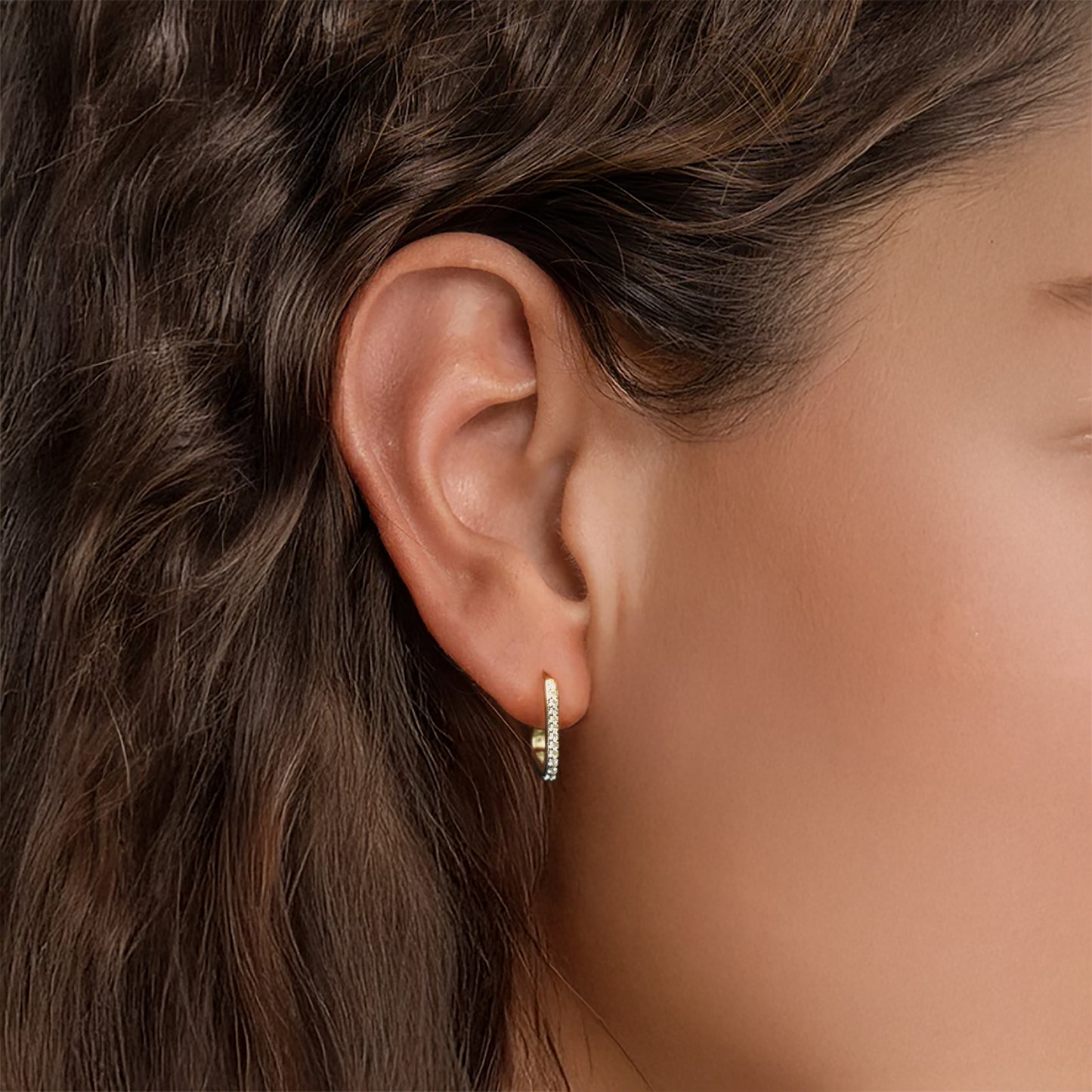 Rectangle Pave Hoop Earrings