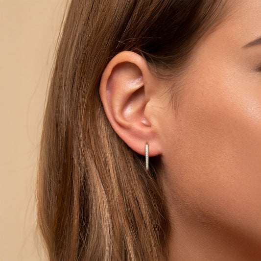 Rectangle Pave Hoop Earrings