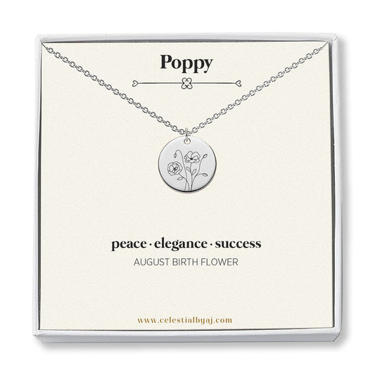 August Birth Flower - Poppy Necklace