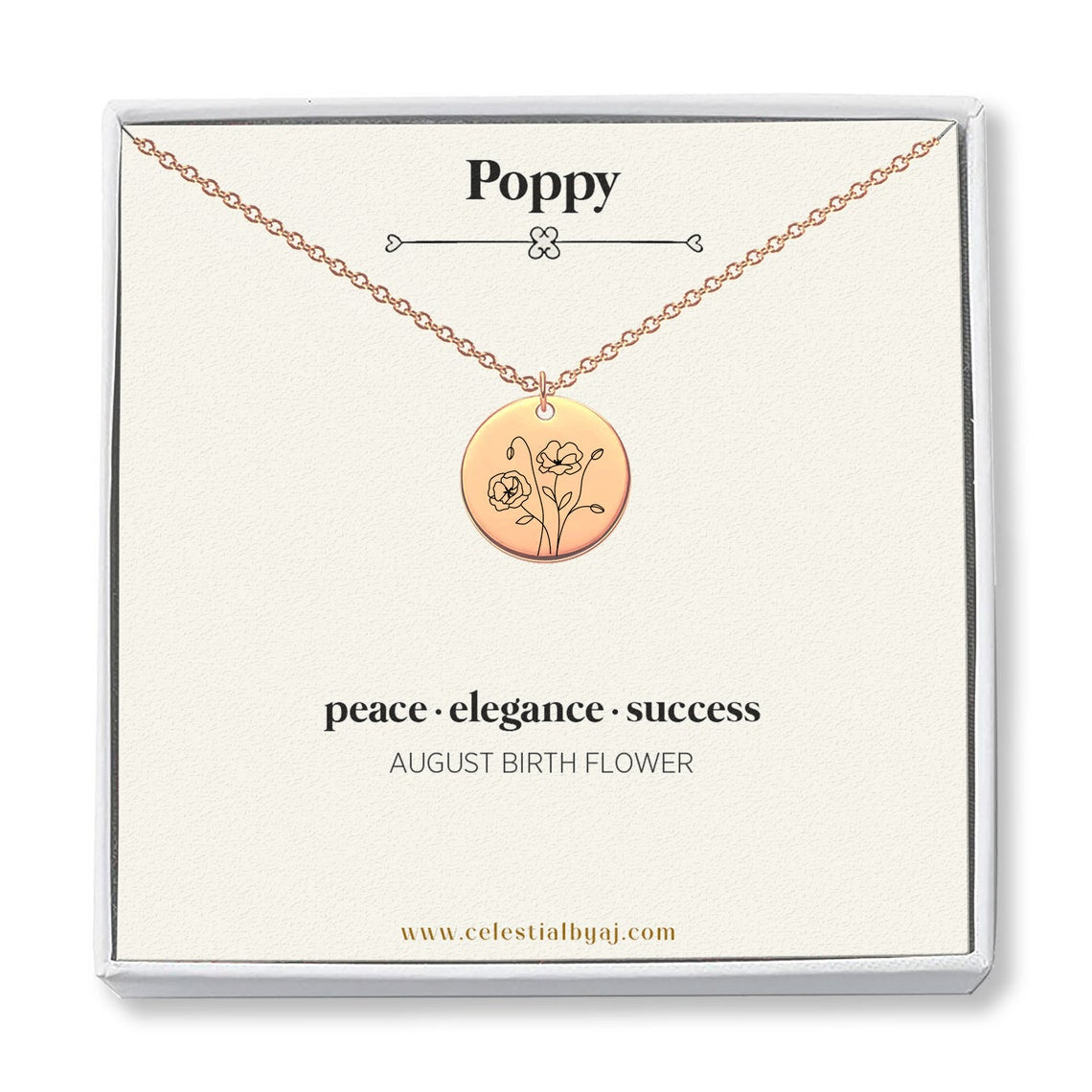 August Birth Flower - Poppy Necklace