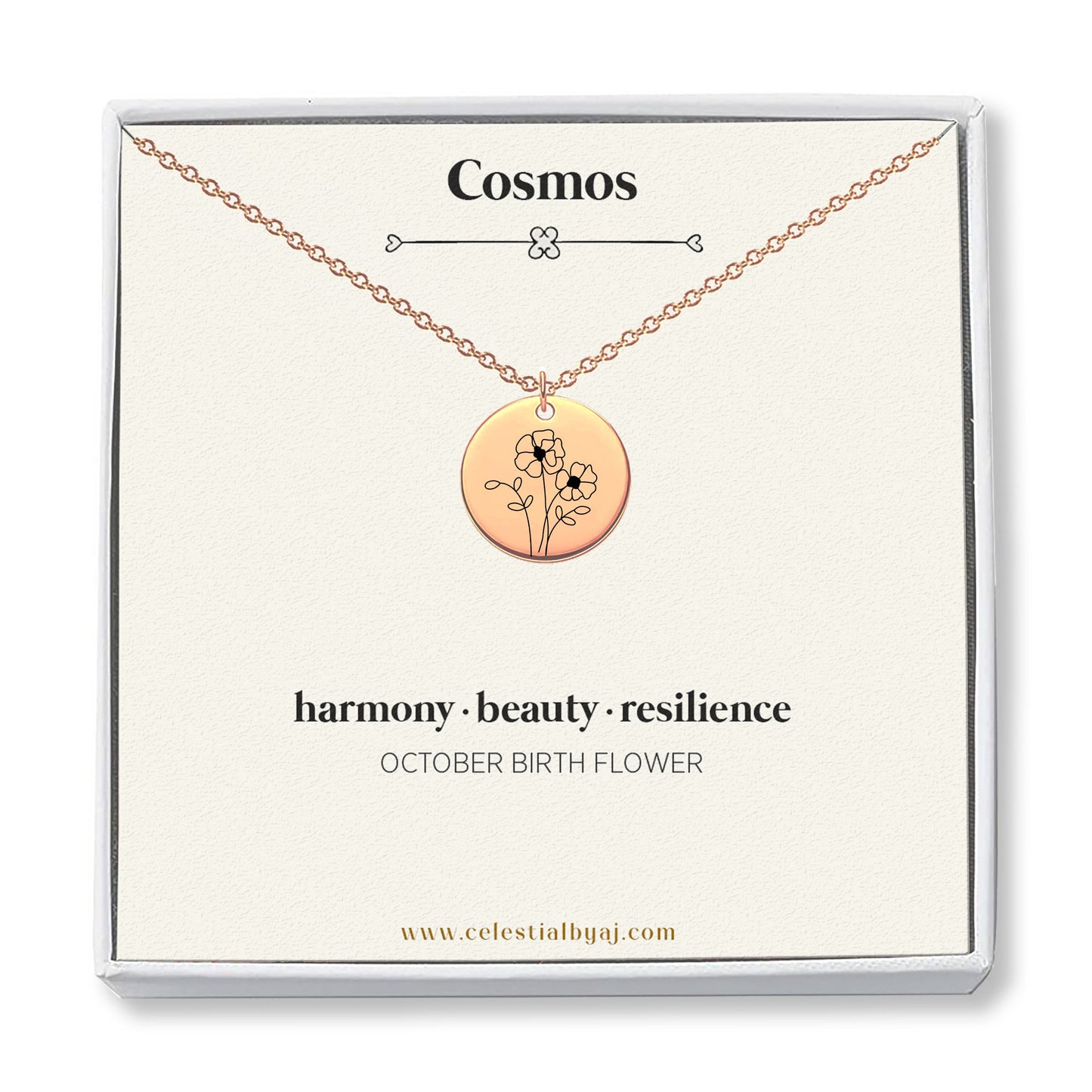 October Birth Flower - Cosmos Necklace