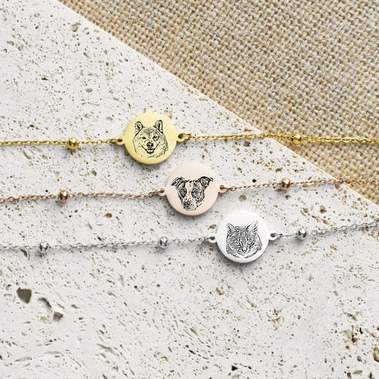 Pet Portrait Bead Chain Anklet