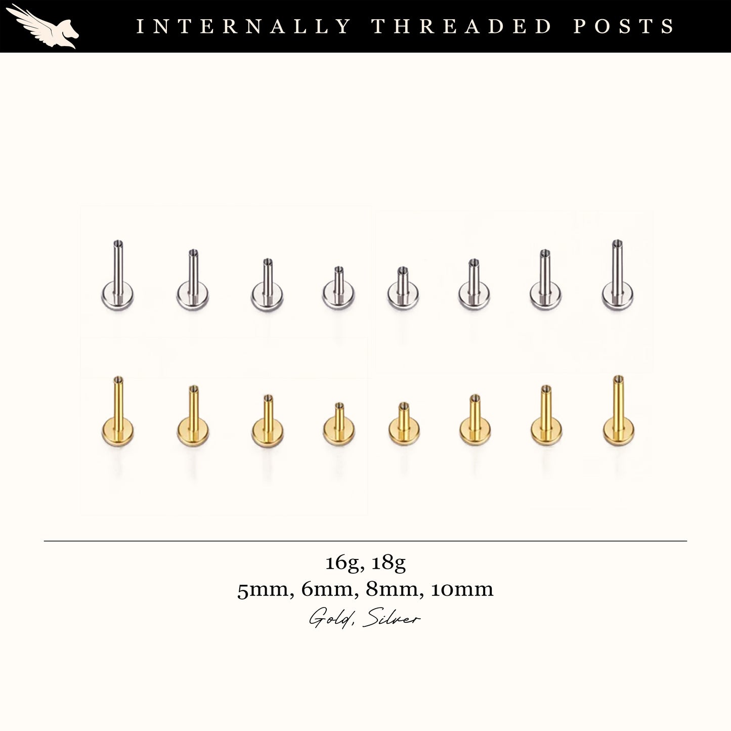 Tiny Snake Internally Threaded Stud
