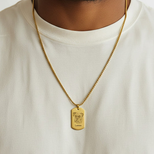 Pet Portrait Men Dog Tag