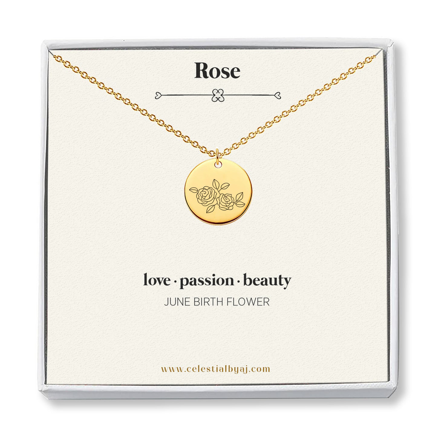 June Birth Flower - Rose Necklace