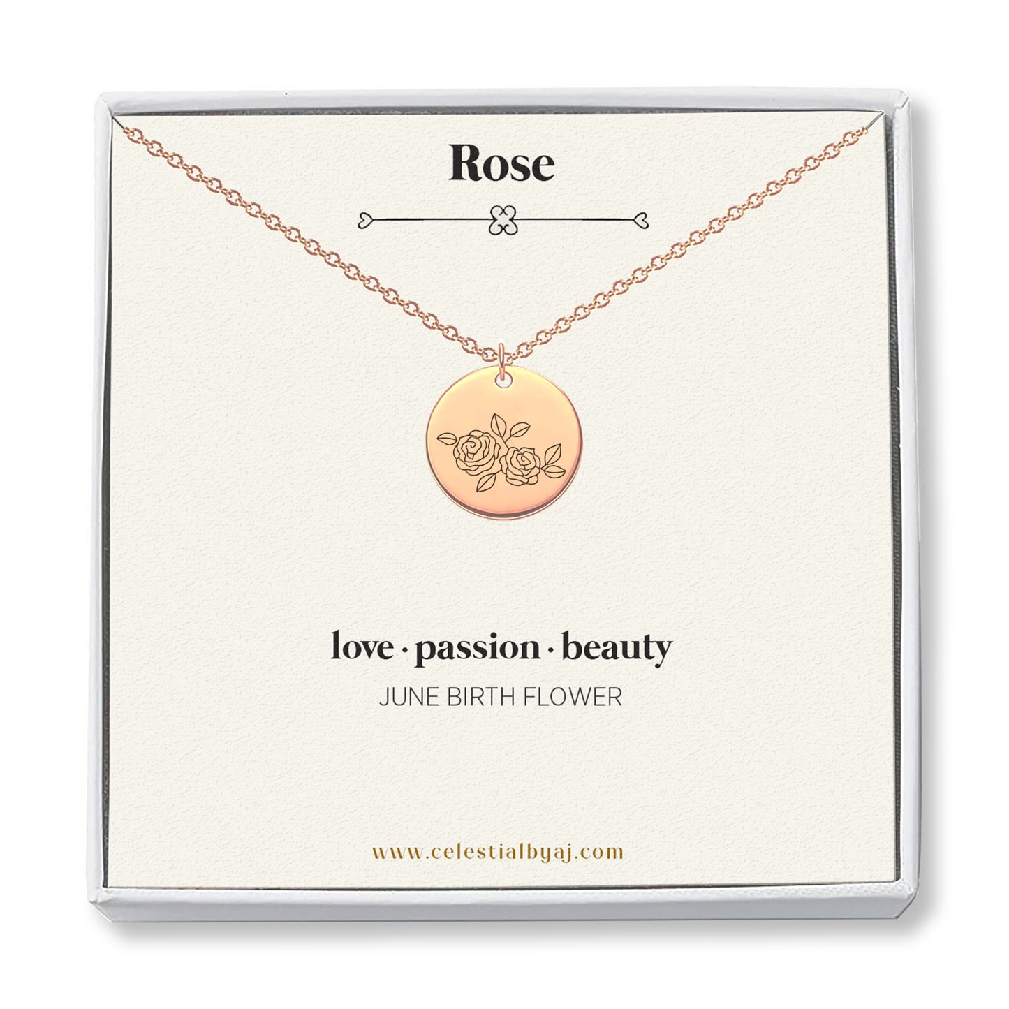 June Birth Flower - Rose Necklace