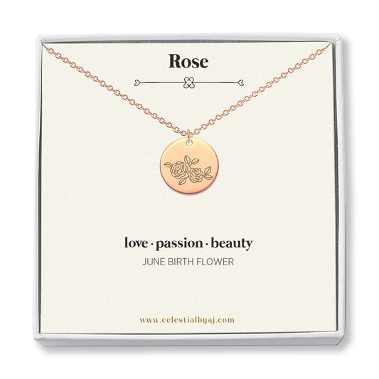 June Birth Flower - Rose Necklace