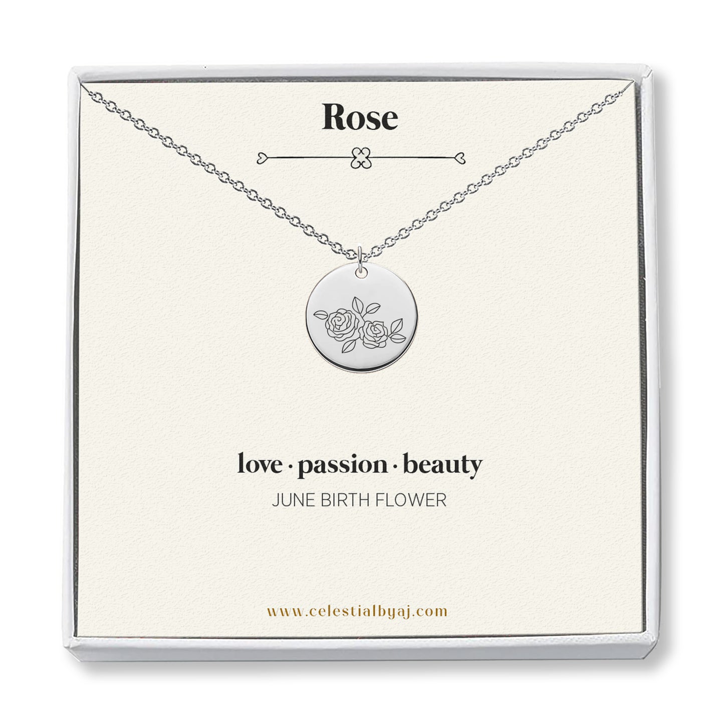 June Birth Flower - Rose Necklace