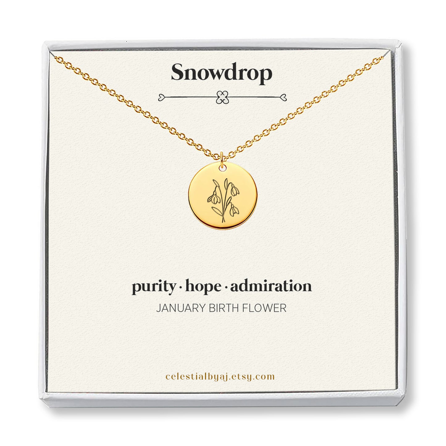 January Birth Flower - Snowdrop Necklace