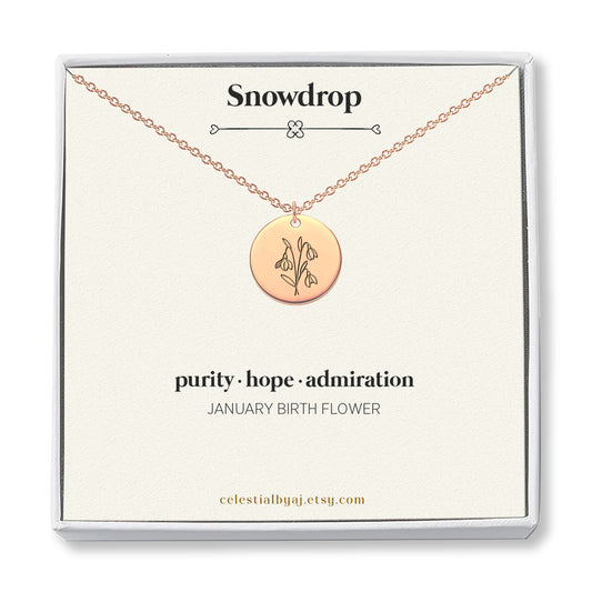January Birth Flower - Snowdrop Necklace