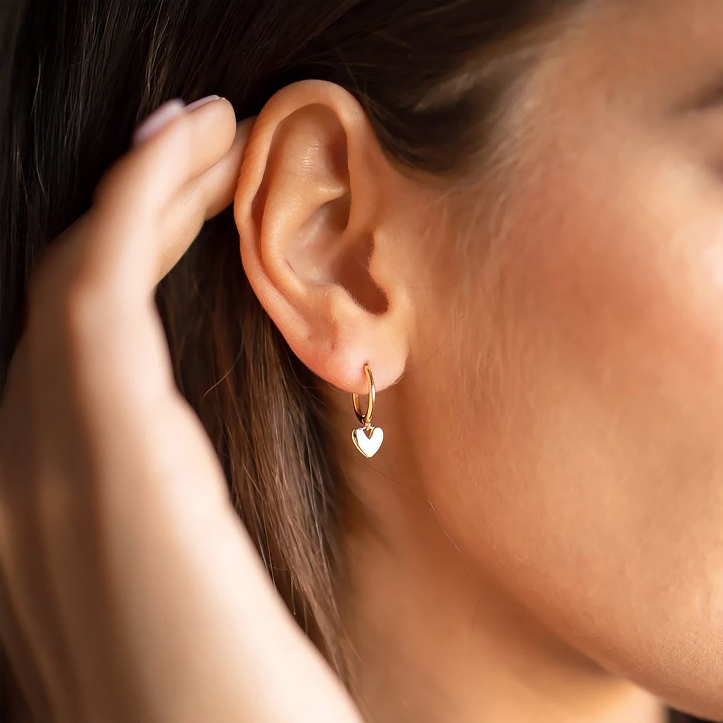 Dainty Heart Hoop Earrings