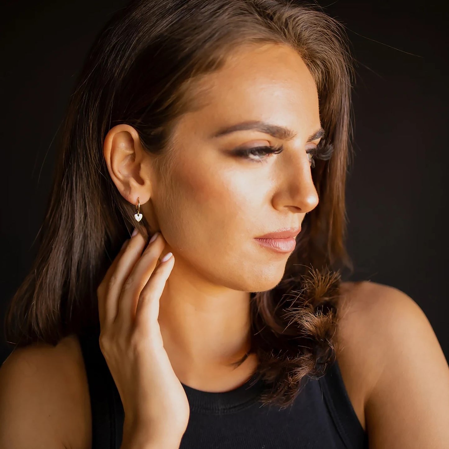 Dainty Heart Hoop Earrings