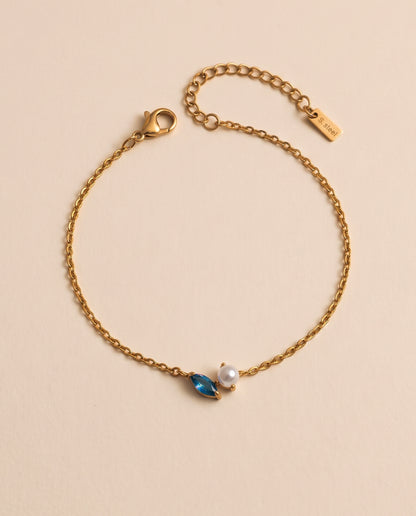 Pearl & Blue Marquise Crystal Anklet