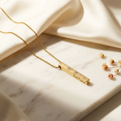 Personalized Birth Month Flower Bar Necklace