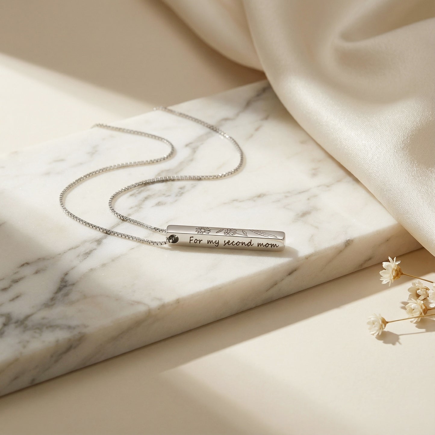 Personalized Birth Month Flower Bar Necklace