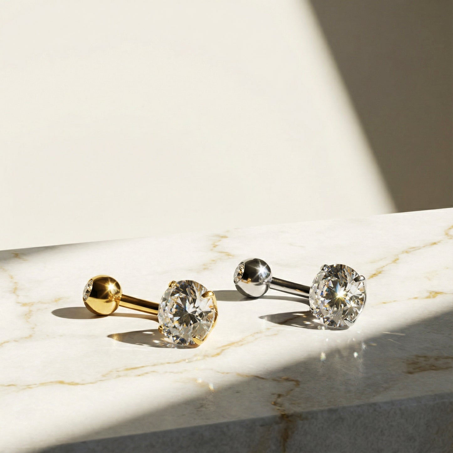 Classic Solitaire Crystal Belly Button Ring
