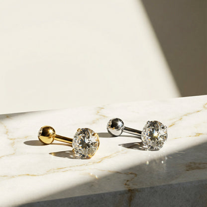 Classic Solitaire Crystal Belly Button Ring