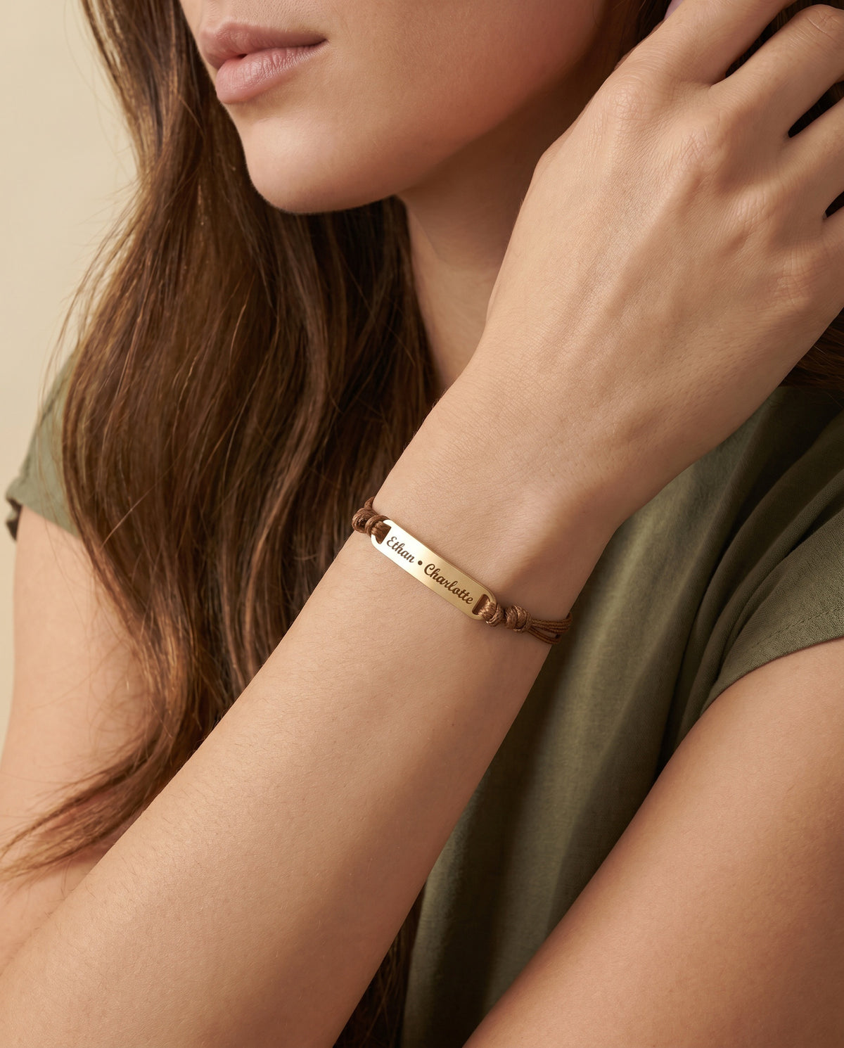 Cord Bar Plate Bracelet