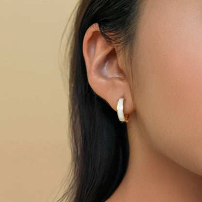 Sterling Silver 18K Gold Vermeil Mother of Pearl Hoops 
