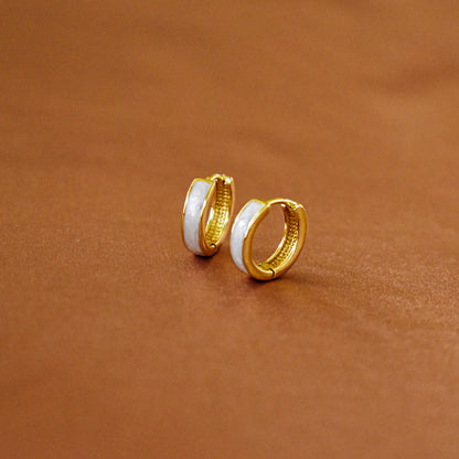 Sterling Silver 18K Gold Vermeil Mother of Pearl Hoops 