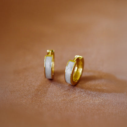 Sterling Silver 18K Gold Vermeil Mother of Pearl Hoops 